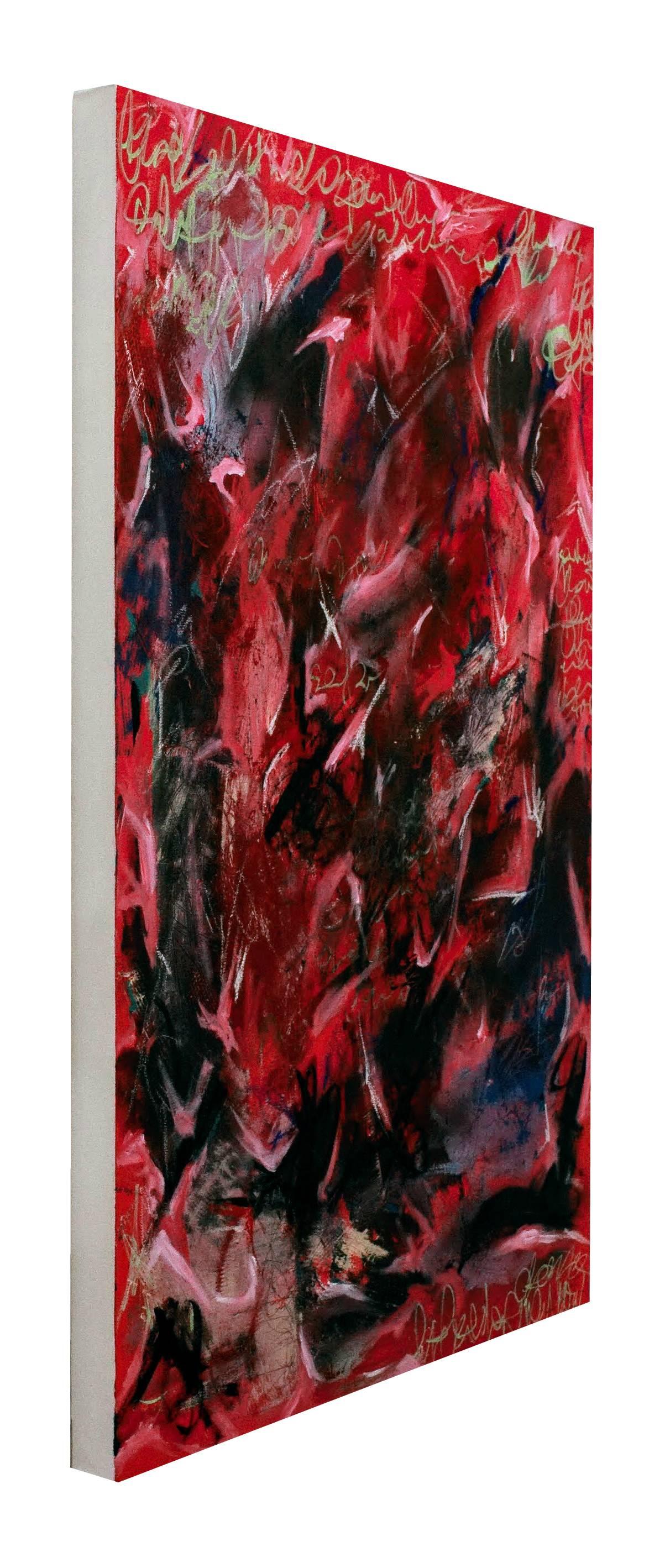 Pink 1, 029 - original red abstract painting by Kieva Campbell For Sale 2