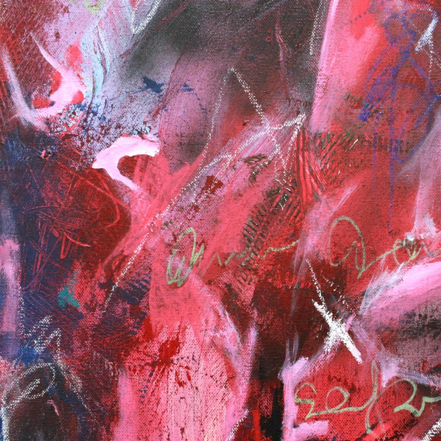 Pink 1, 029 - original red abstract painting by Kieva Campbell For Sale 5