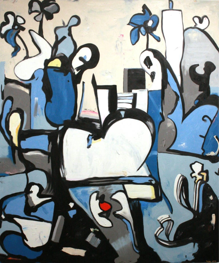 Tyrone Layne Metropolis original oversized blue abstract oil