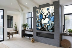 Metropolis - original oversized blue abstract oil painting by Tyrone Layne