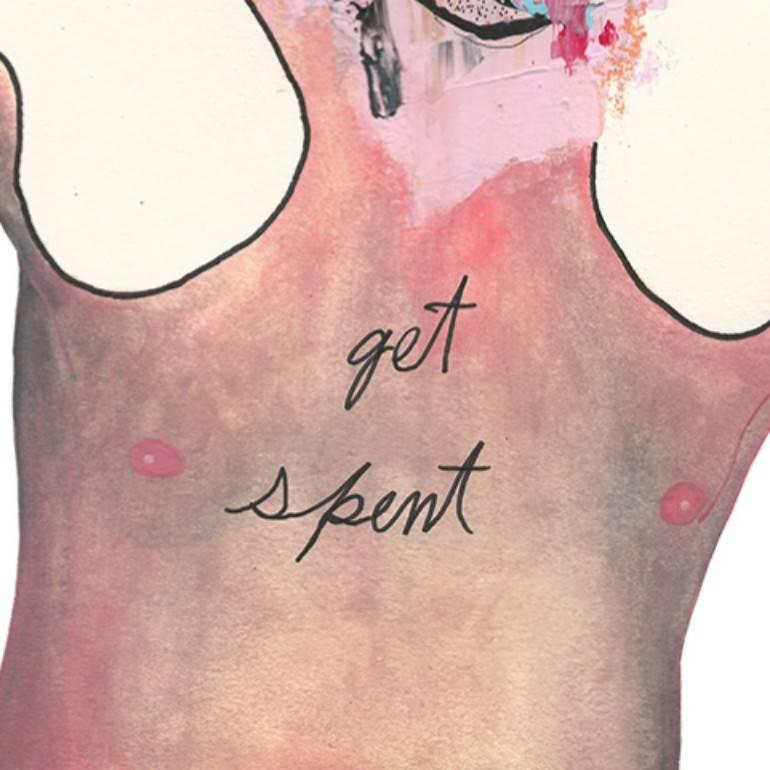Get Spent - original figurative mixed-media painting by Theohuxx For Sale 1