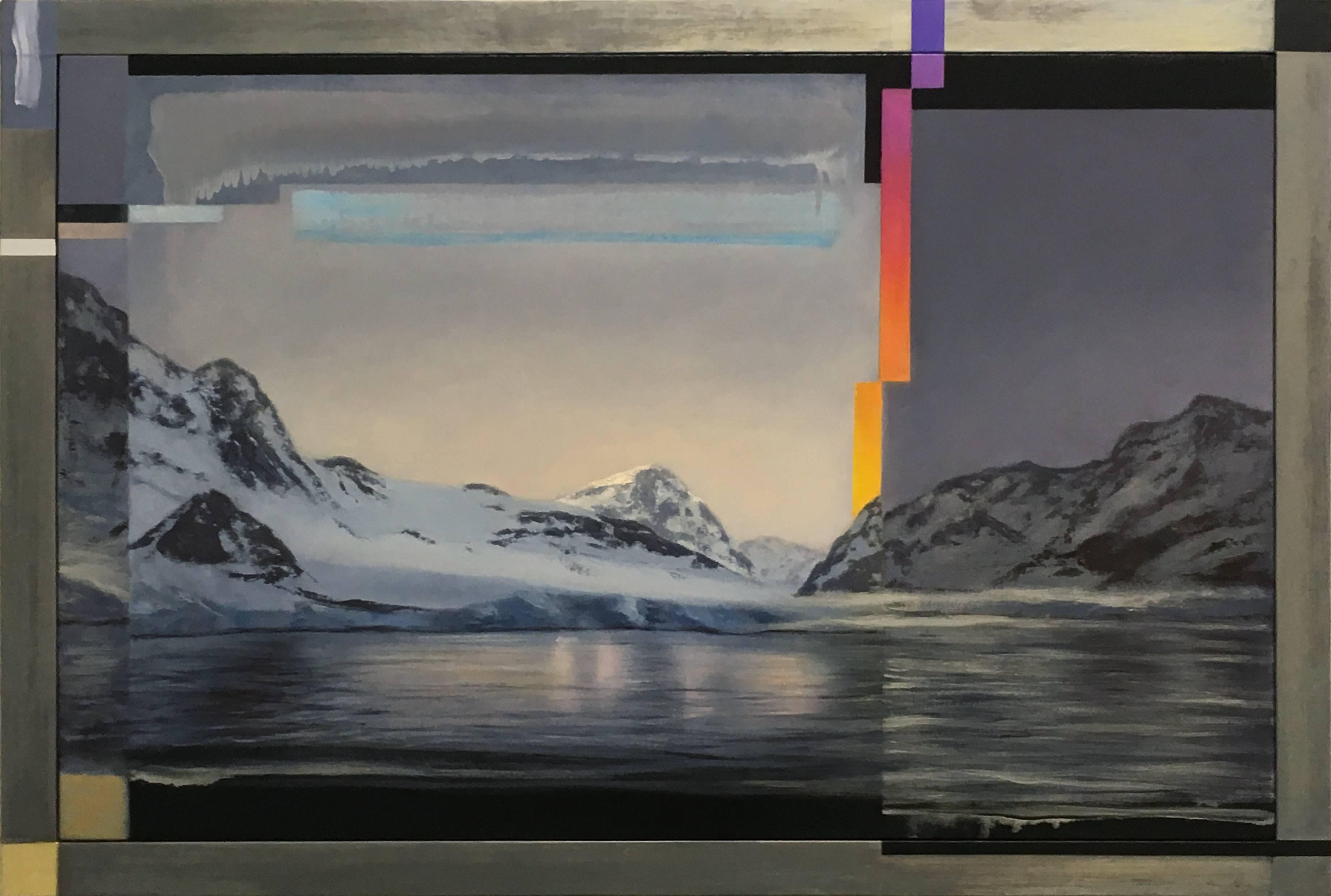 Adam Straus Landscape Painting - GLITCH AT THE EDGE OF ANTARTICA