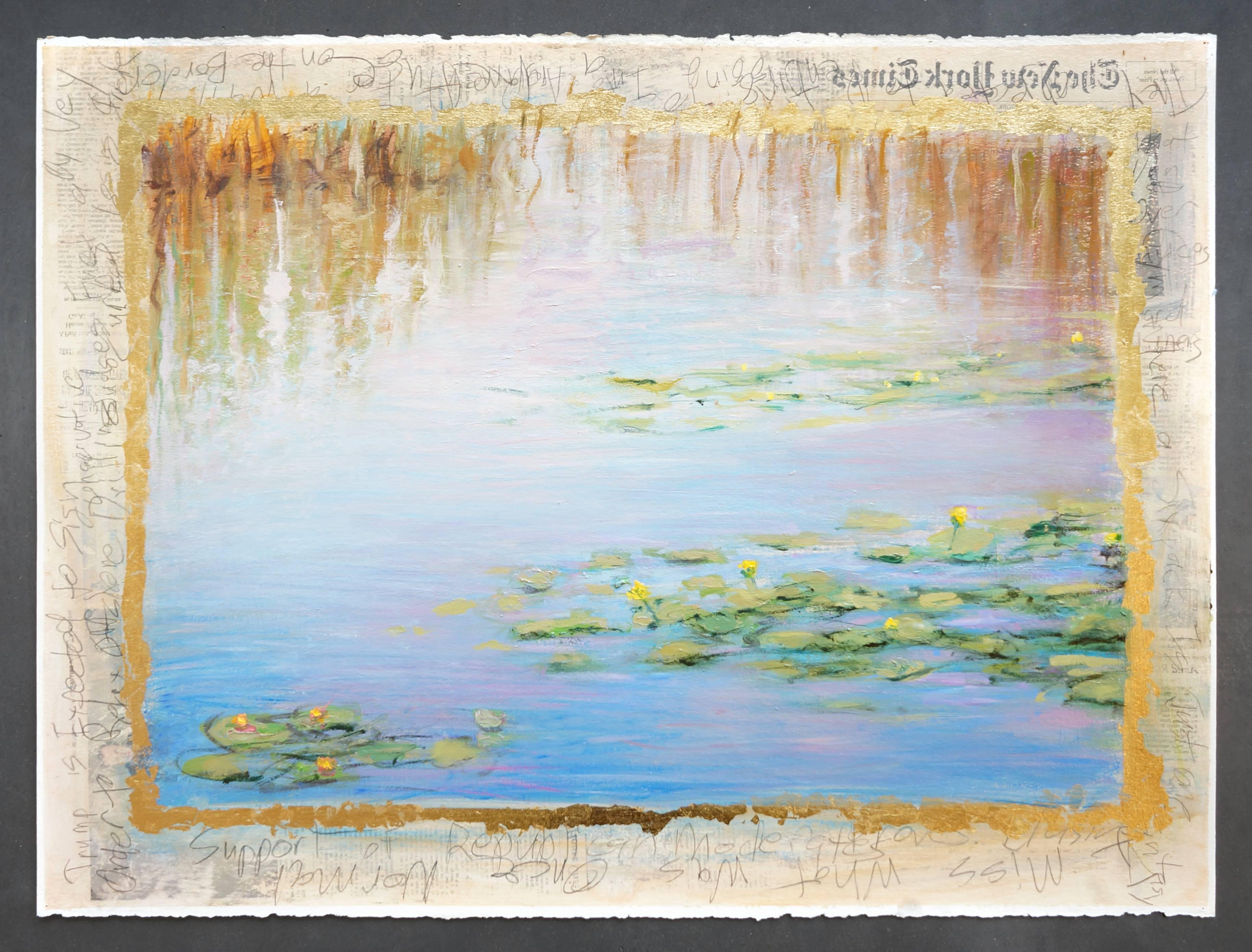 Adam Straus Landscape Painting - OLD NEWS: WATER LILIES AT ST. MARKS WILDLIFE REFUGE