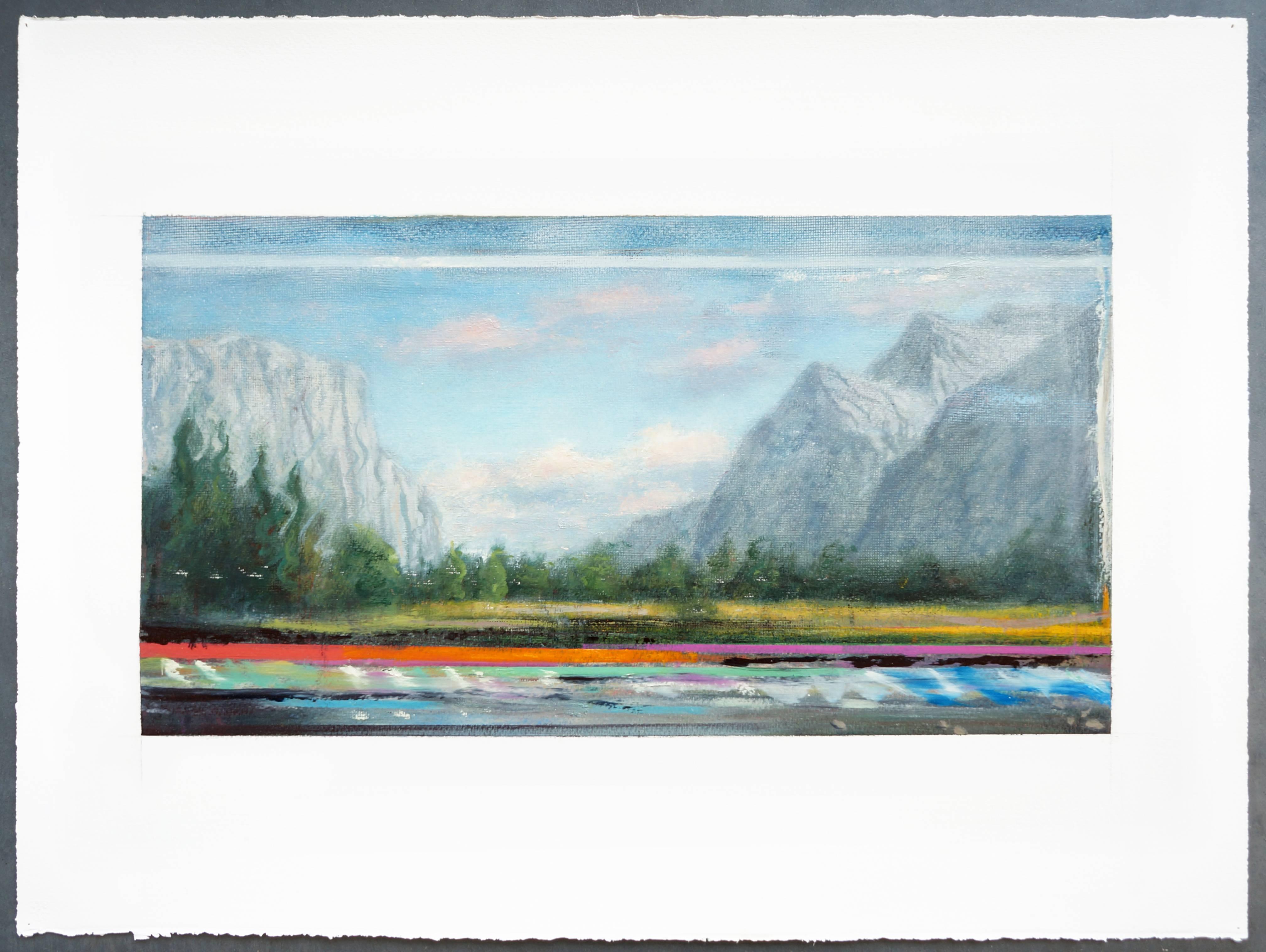 Adam Straus Landscape Painting - GLITCH IN THE MAJESTIC: YOSEMITE