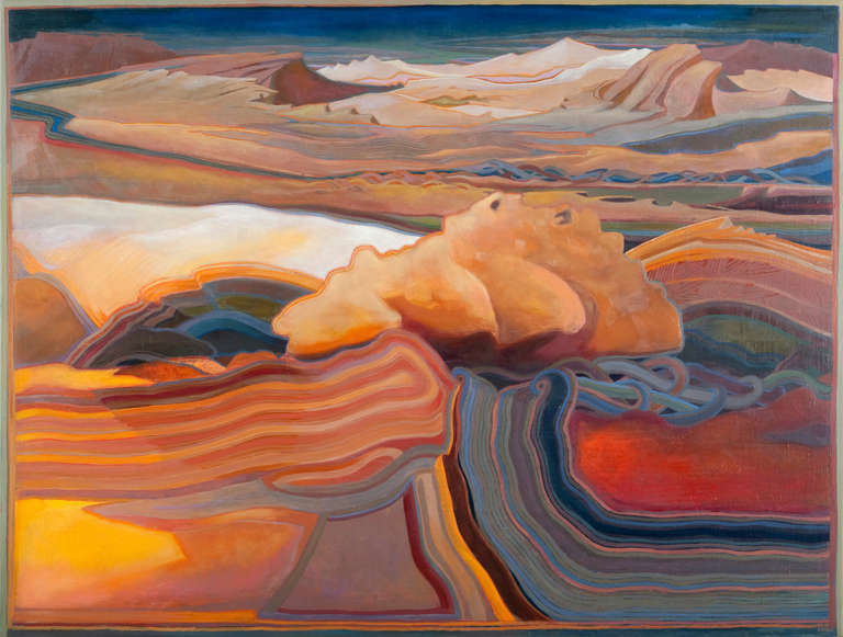 Valerie B Hird Landscape Painting - LAND WIND MYTH I