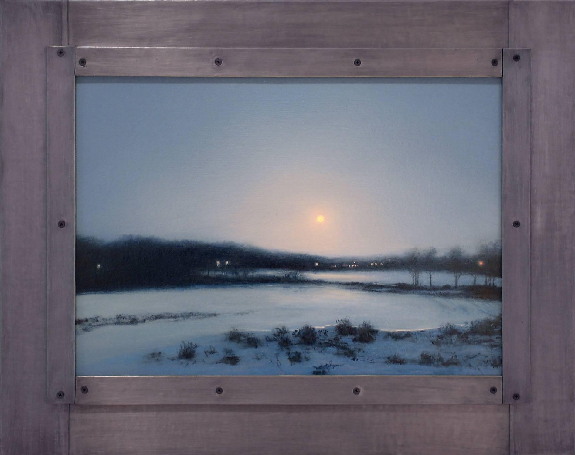 Adam Straus Landscape Painting - MOONRISE: LONG ISLAND WINTER