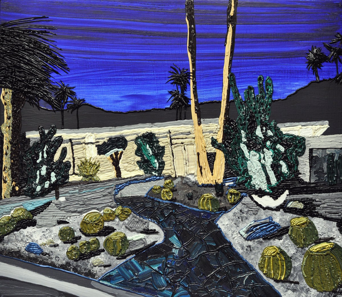 Caroline Larsen Landscape Painting - Palm Springs At Night