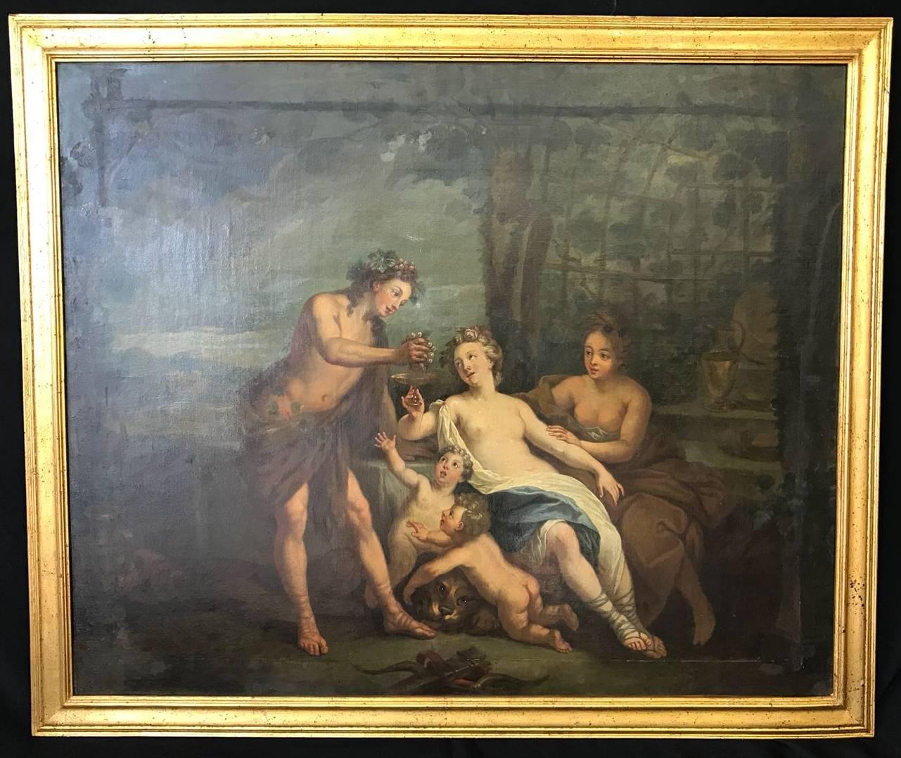 Unknown Portrait Painting - French School 18th Century "Bacchanal With Bacchus And Venus"