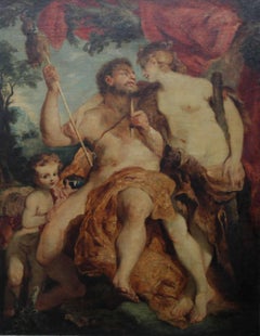 Hercules and Ompale - Old Master French oil painting nude mythological figures