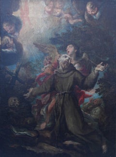 The Vision of St Anthony - Old Master Dutch/Spanish religious oil painting
