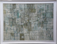Green and White 1959 Abstract - British abstract art oil painting
