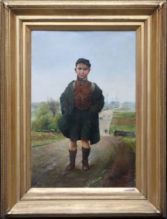 The Pit Lad - Victorian British oil portrait industrial mining scene landscape