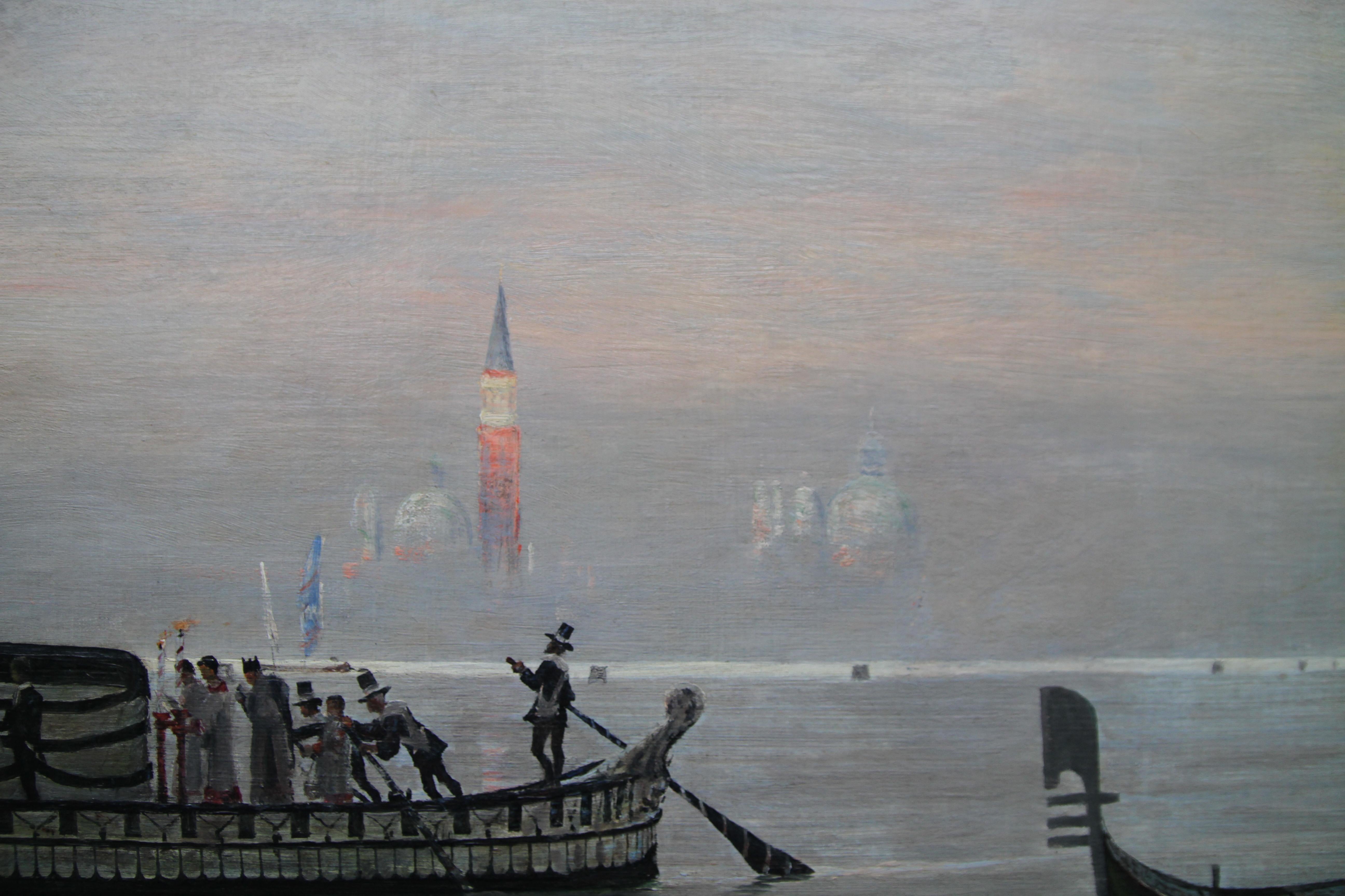 The Venetian Lagoon - The Last Crossing Scottish Realist Art 19thC oil painting 2