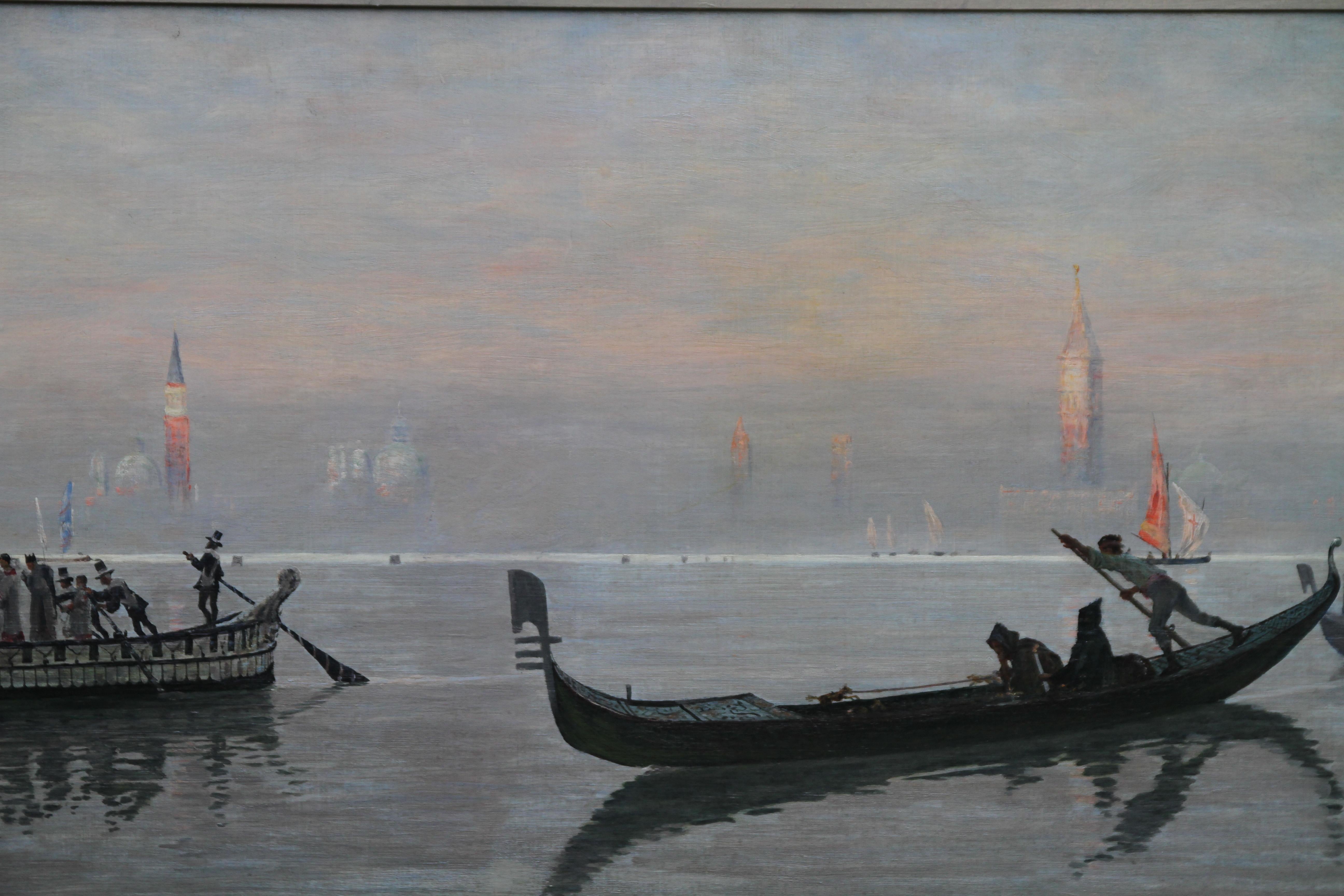 The Venetian Lagoon - The Last Crossing Scottish Realist Art 19thC oil painting 5