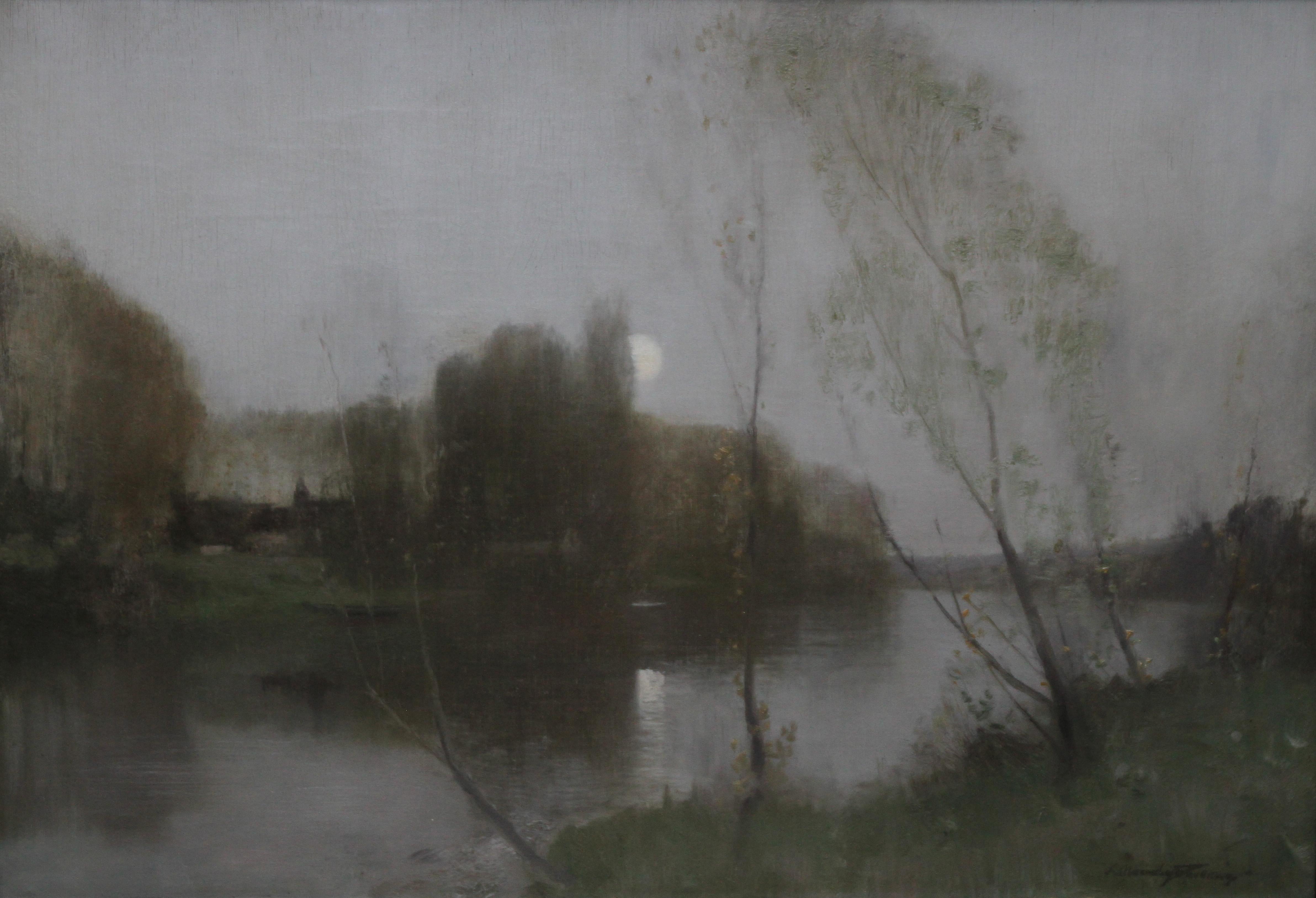 Scottish Nocturne - Glasgow Boy Victorian Impressionist oil painting riverscape 4