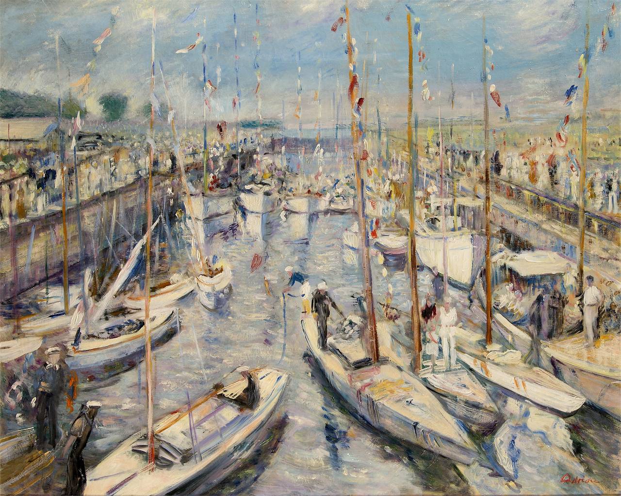 Regatta, France - Painting by Lucien Adrion