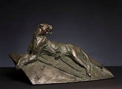 Lion lying on rock, Maquette