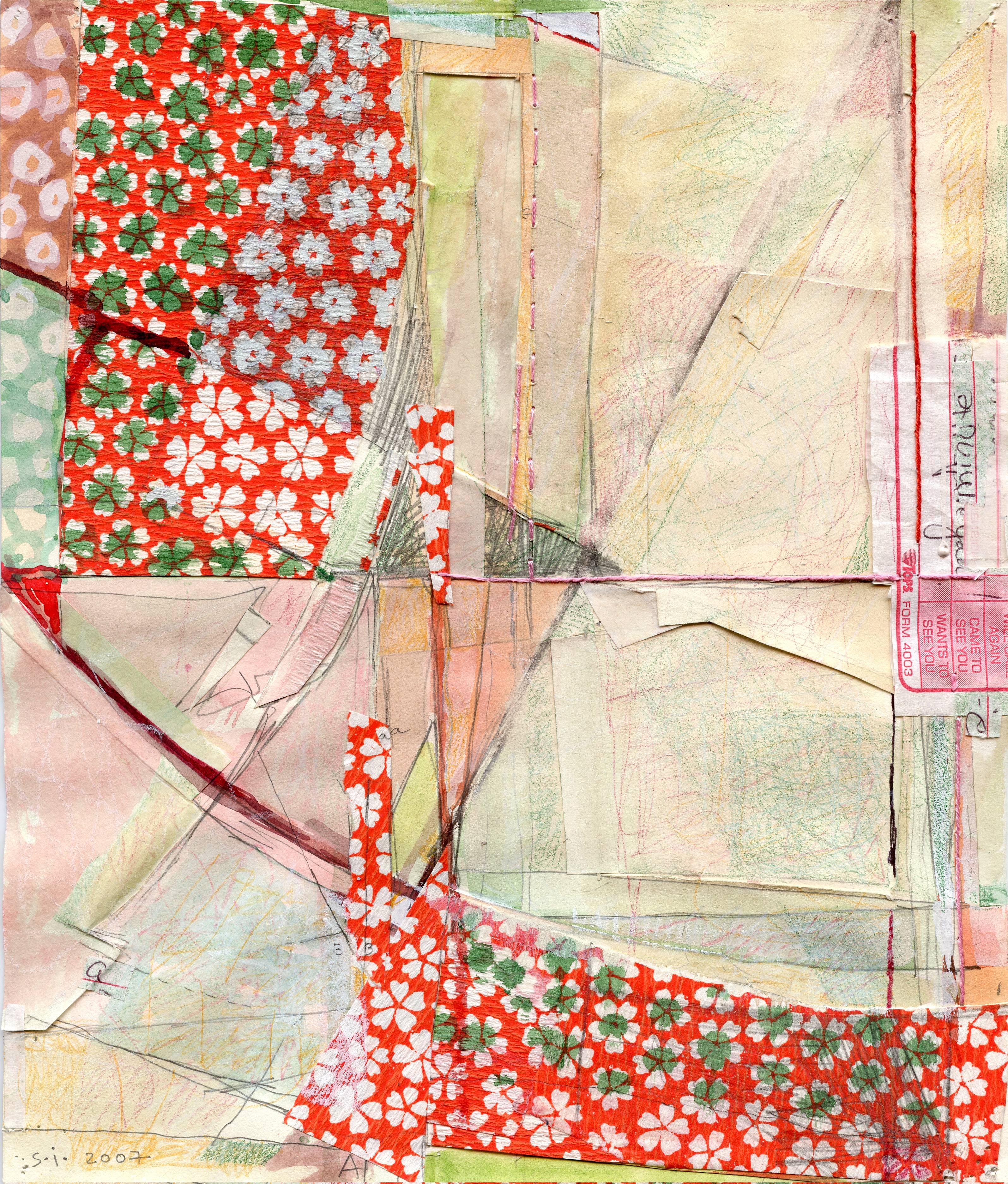 Sanda Iliescu Abstract Drawing - Kitchen Table Collages, Shoran's Scraps #6: Came to See You