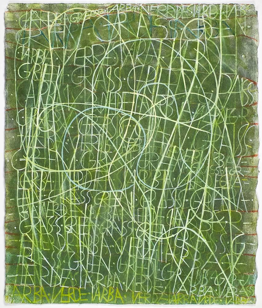 Sanda Iliescu Abstract Drawing - Arba Verde:  Grass paintings