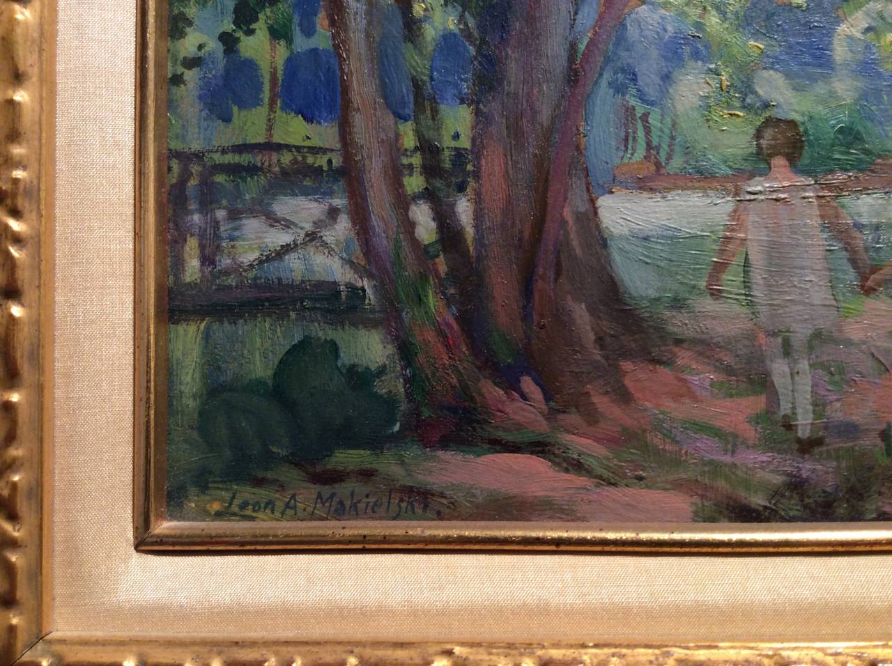 Children in the Park - Impressionist Painting by Leon Makielski