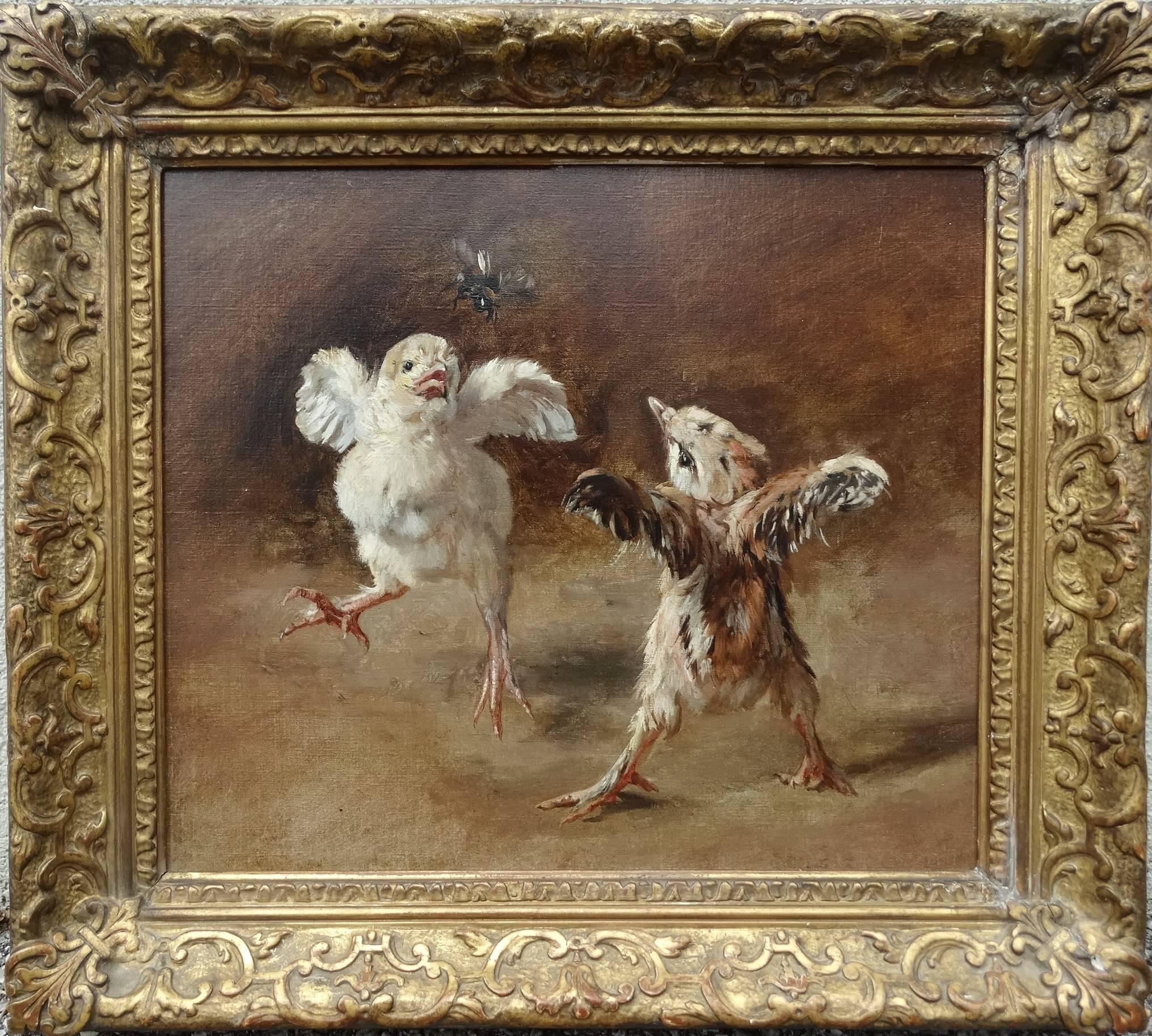 Alfred Emile Mery Animal Painting - "Baby Chicks"