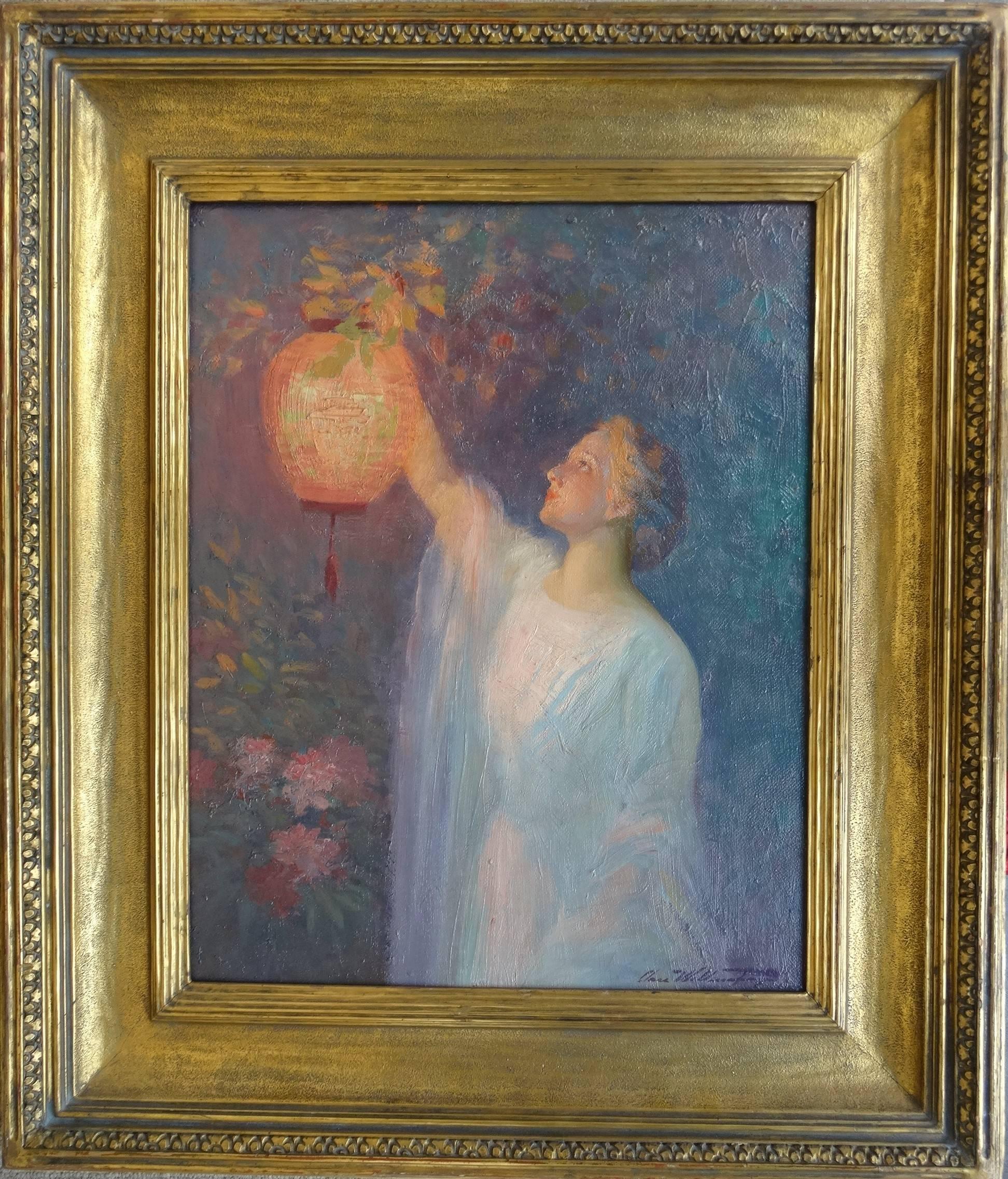 Charles E. Waltensperger Figurative Painting - "Lantern Glow"