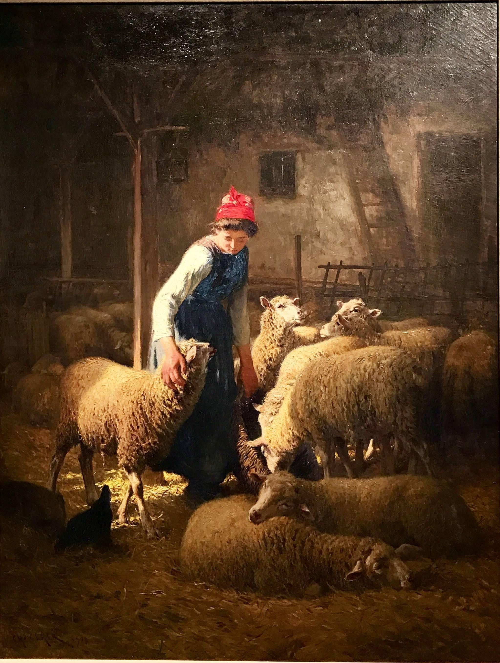 Charles Clair Figurative Painting - Shepherdess