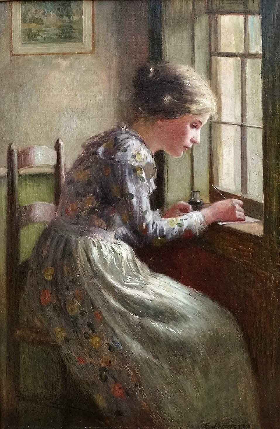 Frederick James Boston Figurative Painting - Writing by the Window 