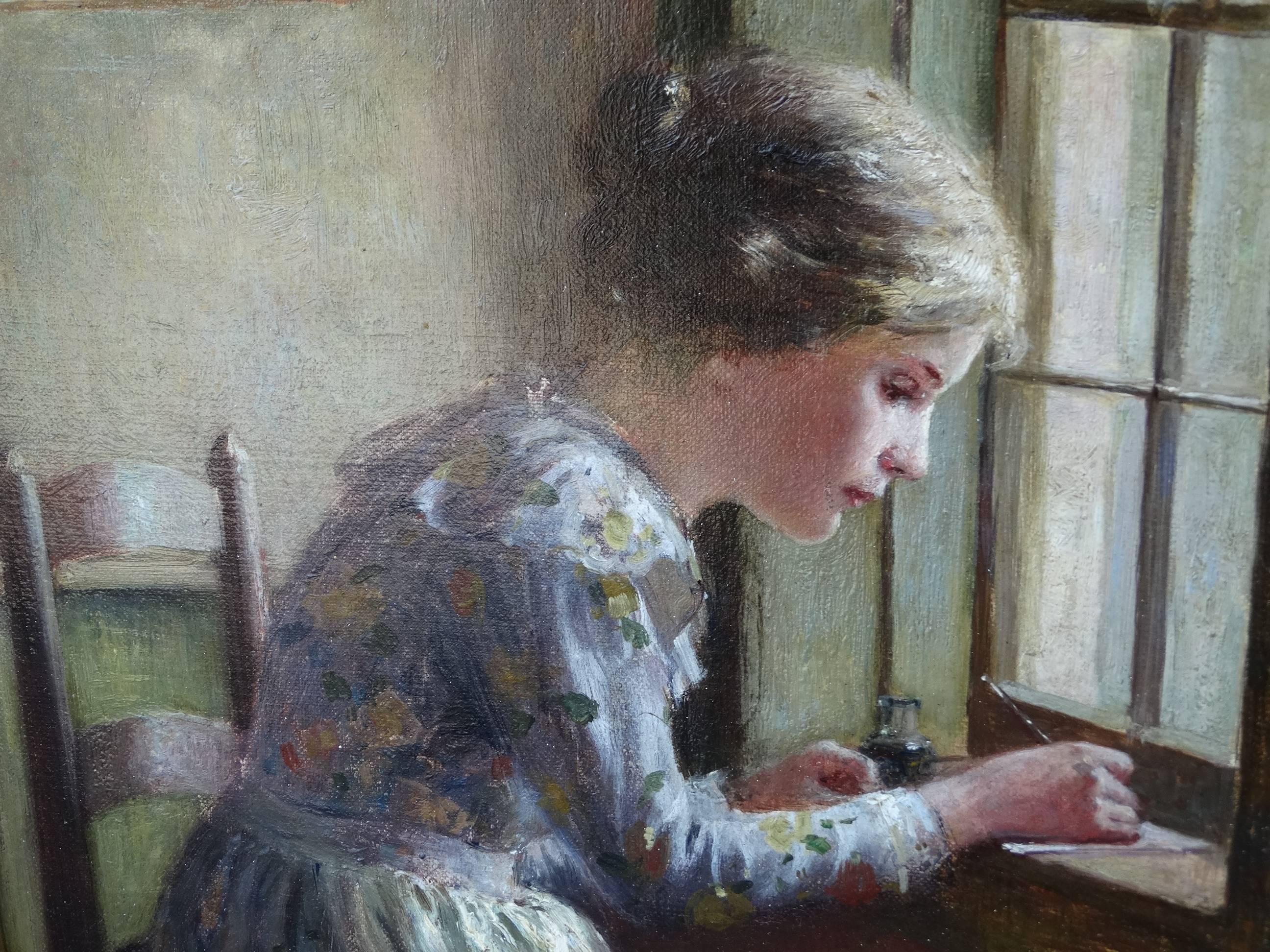 Writing by the Window  - Painting by Frederick James Boston