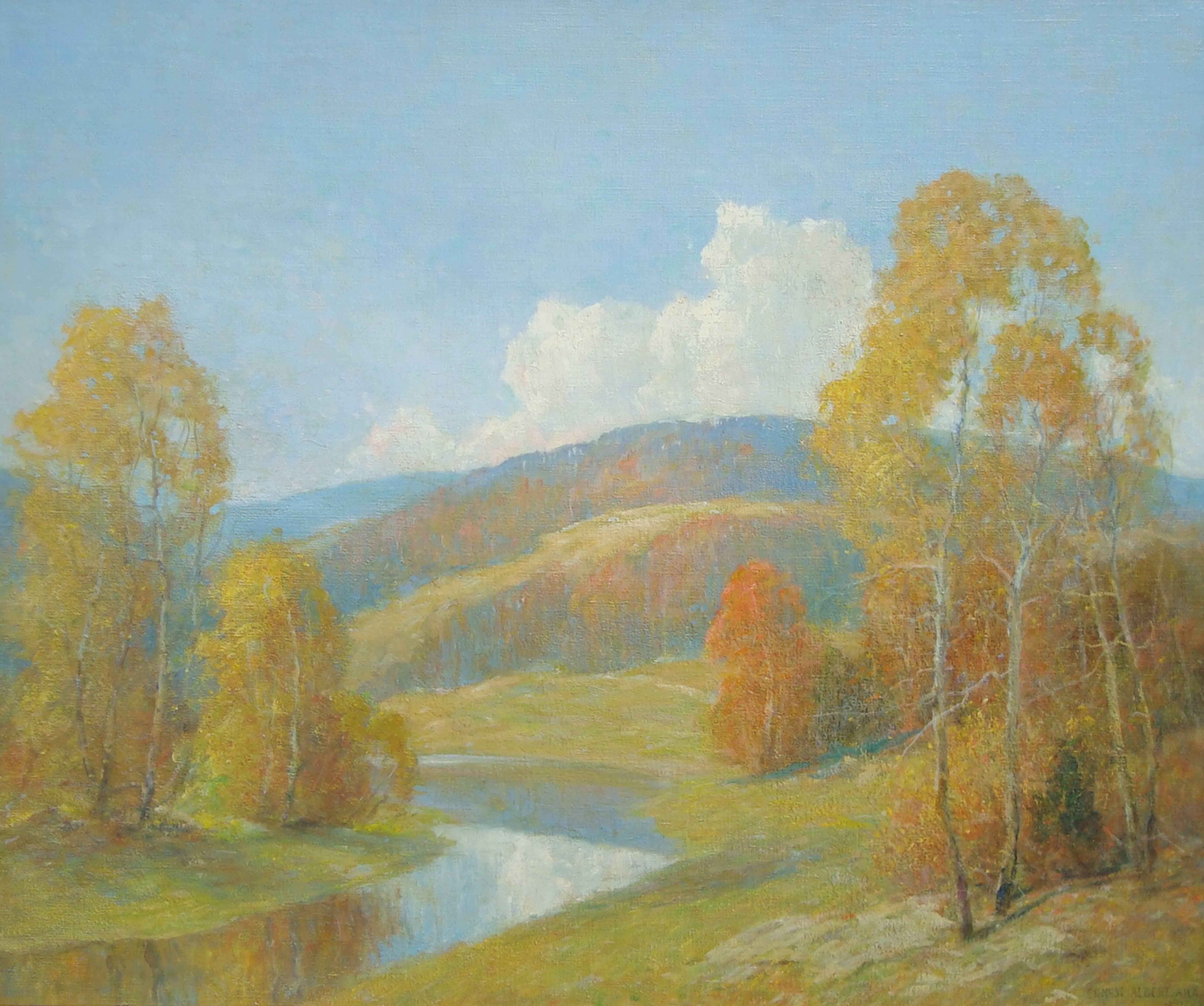 Ernest Albert Landscape Painting - When Green Turns to Russet and Gold