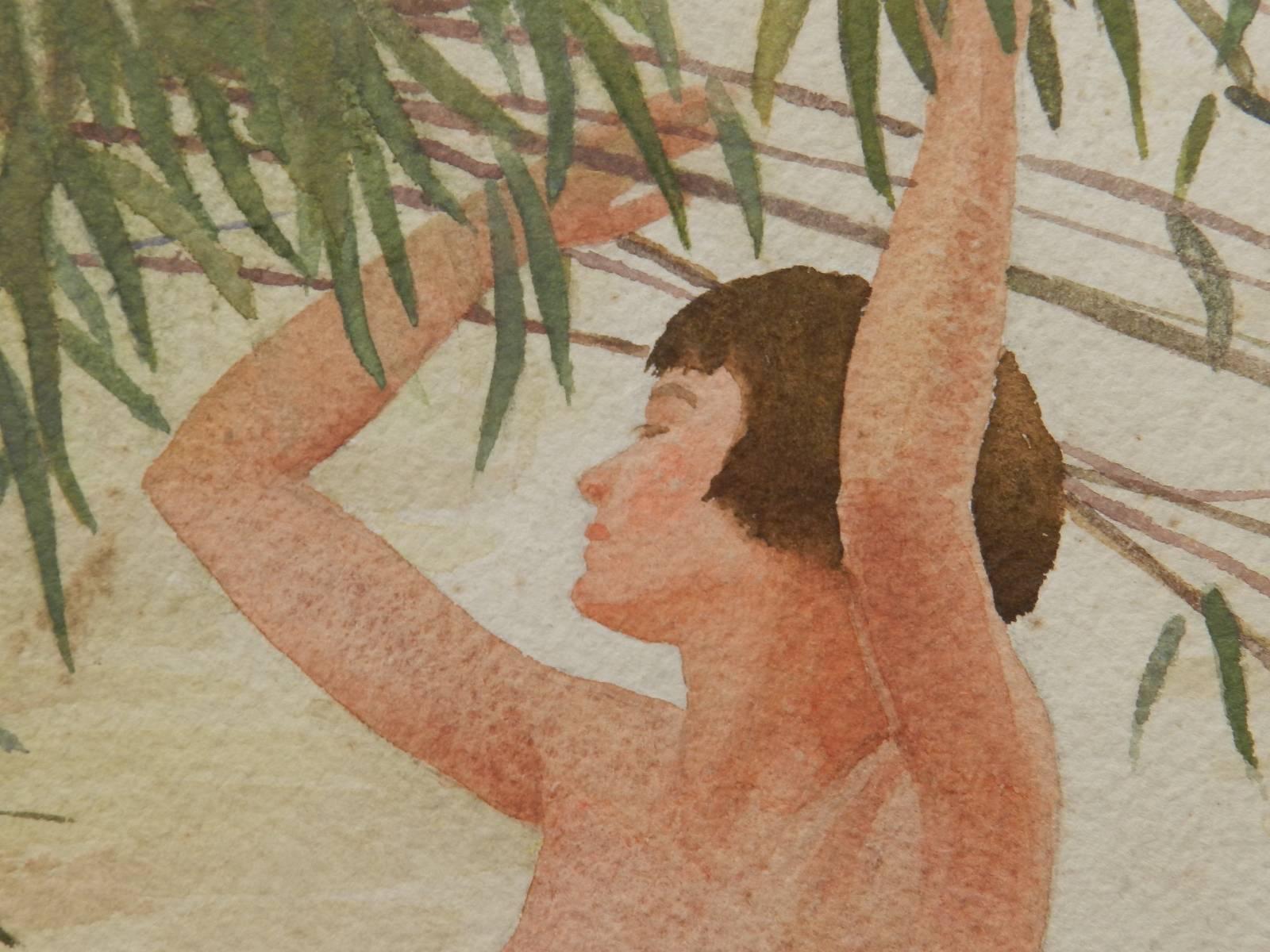 Watercolour Nude by Frank Jameson Art Deco 1930s English St Ives School 2