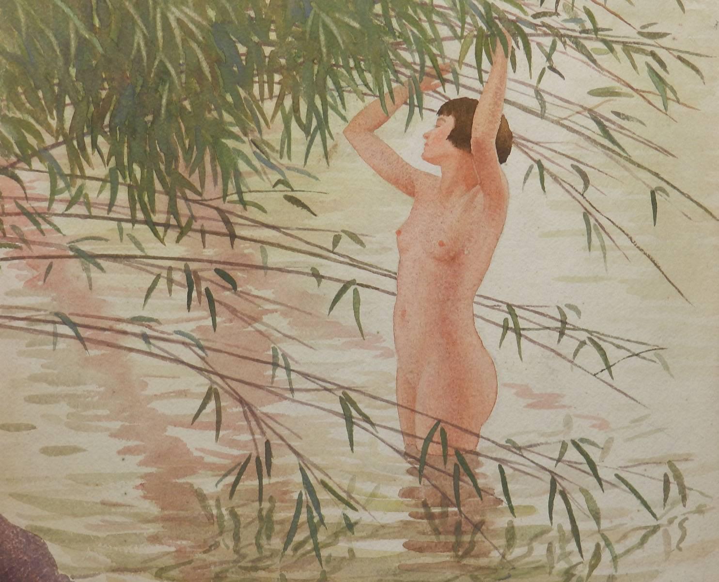 Watercolour Nude by Frank Jameson Art Deco 1930s English St Ives School 4