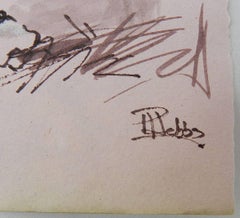Study Sketches of Horses by Peter Hobbs, 1930-1994 Sepia tone Watercolor