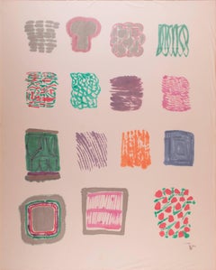 Pietro Consagra "Composition" 1974, Mixed Media on Fabric Abstract Modern Art