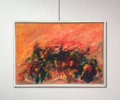 'The Moon and Joy of Living' 1985 Oil Canvas Expressionism Contemporary Italy