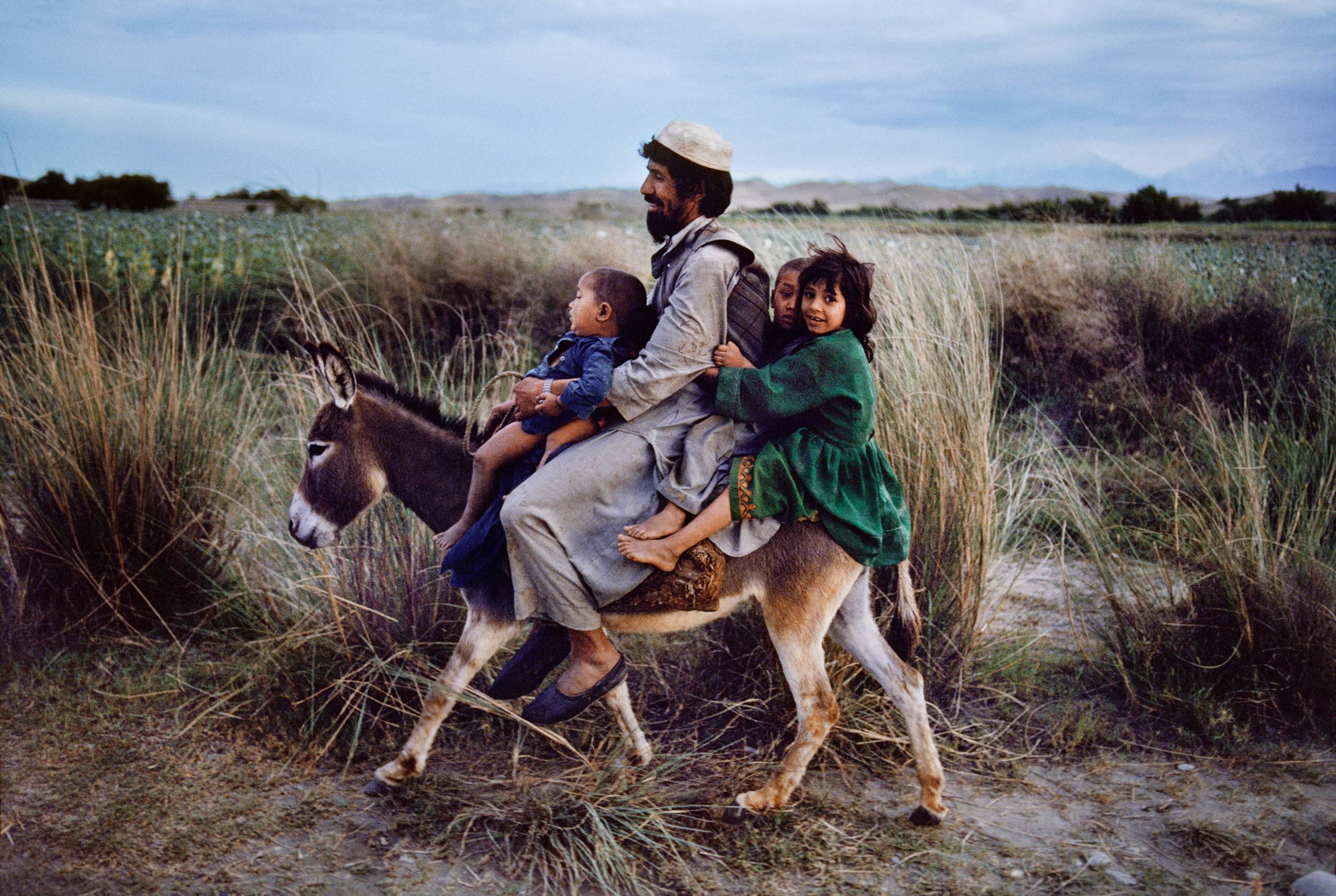 Family Rides Donkey, Afghanistan, 2003 - Steve McCurry (Colour Photography)
Signed and numbered on photographer's edition label on reverse 
Digital c-type print
20 x 24 inches 
Edition of 30  

Also available in two larger sizes, please contact the