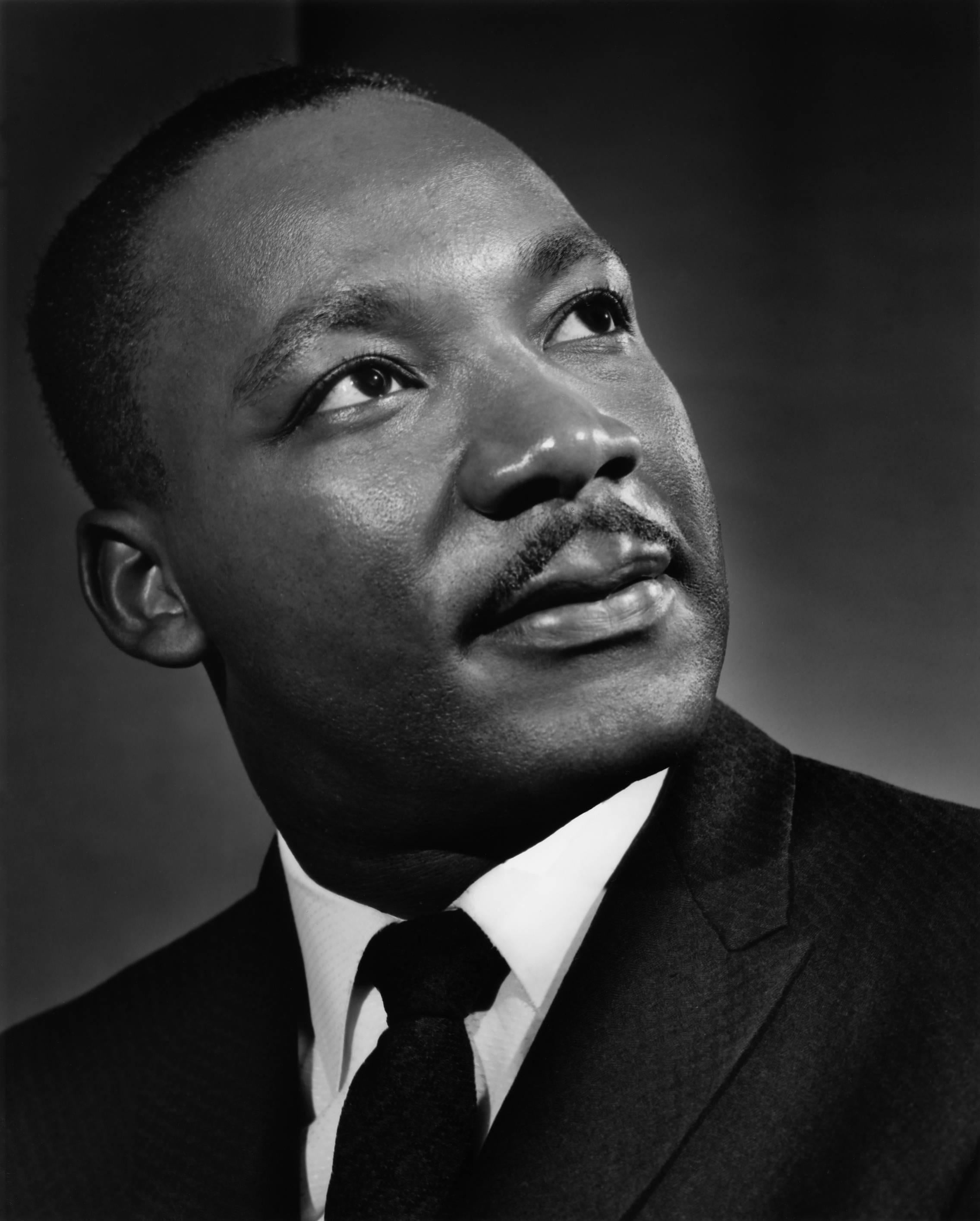 Martin Luther King, 1960 - Yousuf Karsh (Portrait Photography)
Signed on mount
Silver gelatin print mounted on card, printed by the artist of under his direct supervision
19 1/2 x 15 3/4 inches
Provenance: Estate of Yousuf Karsh, Museum of Fine Arts