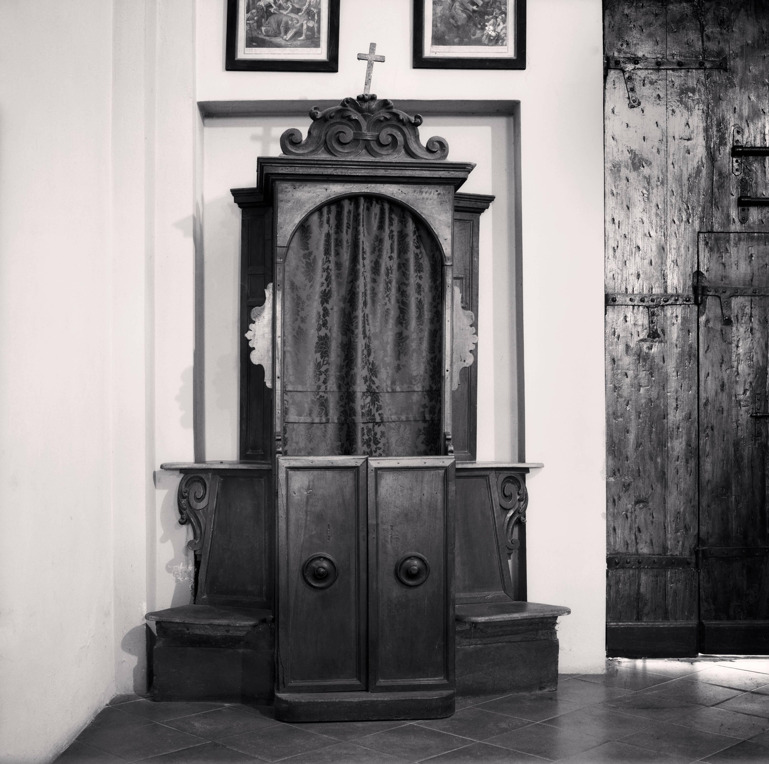 Michael Kenna Black and White Photograph - Confessional, Study 9, Chiesa di San Matteo Apostolo, Rossena, Reggio Emilia