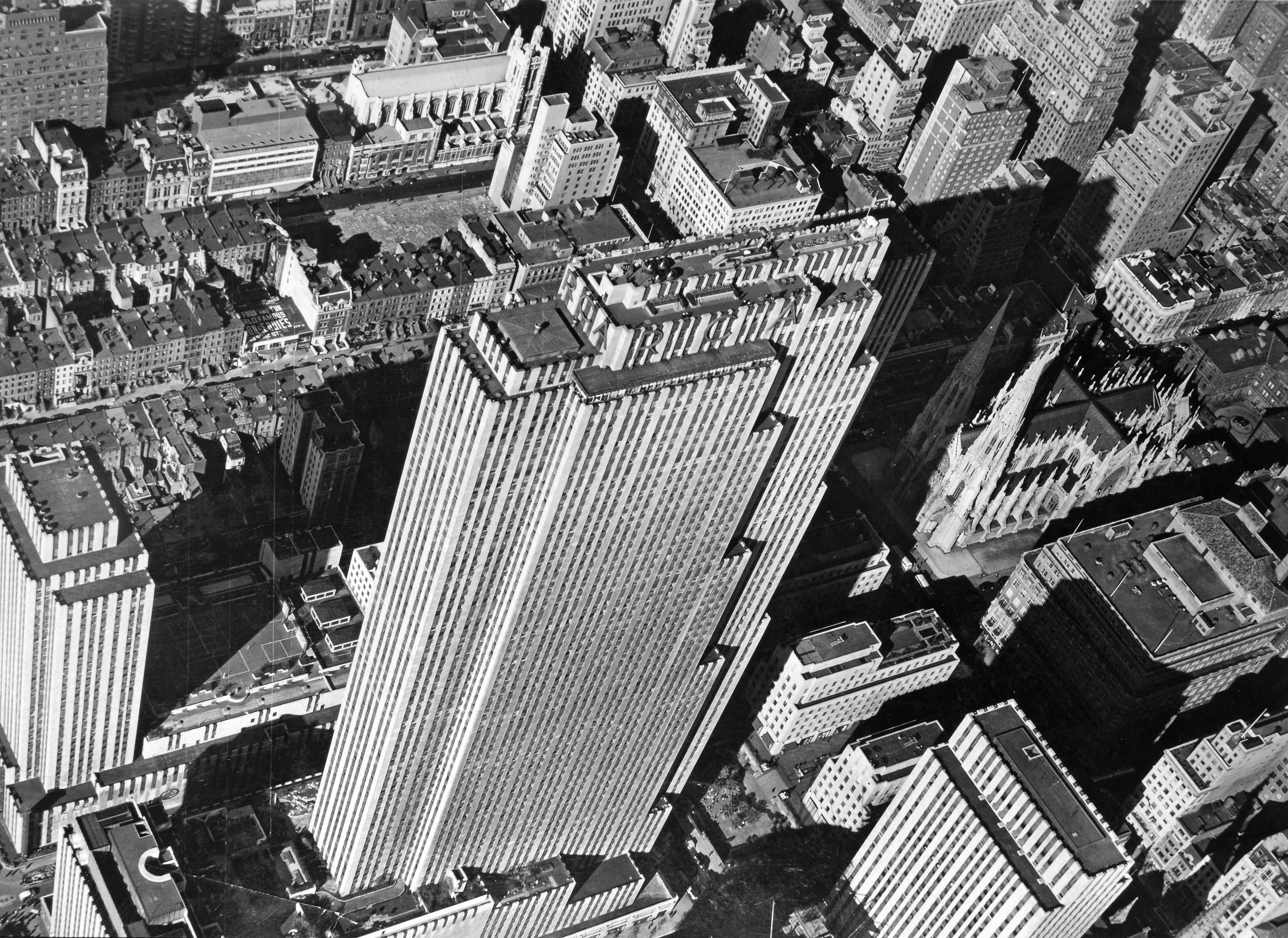 Margaret Bourke-White Black and White Photograph - Aerial View of the Rockefeller Center, 1939