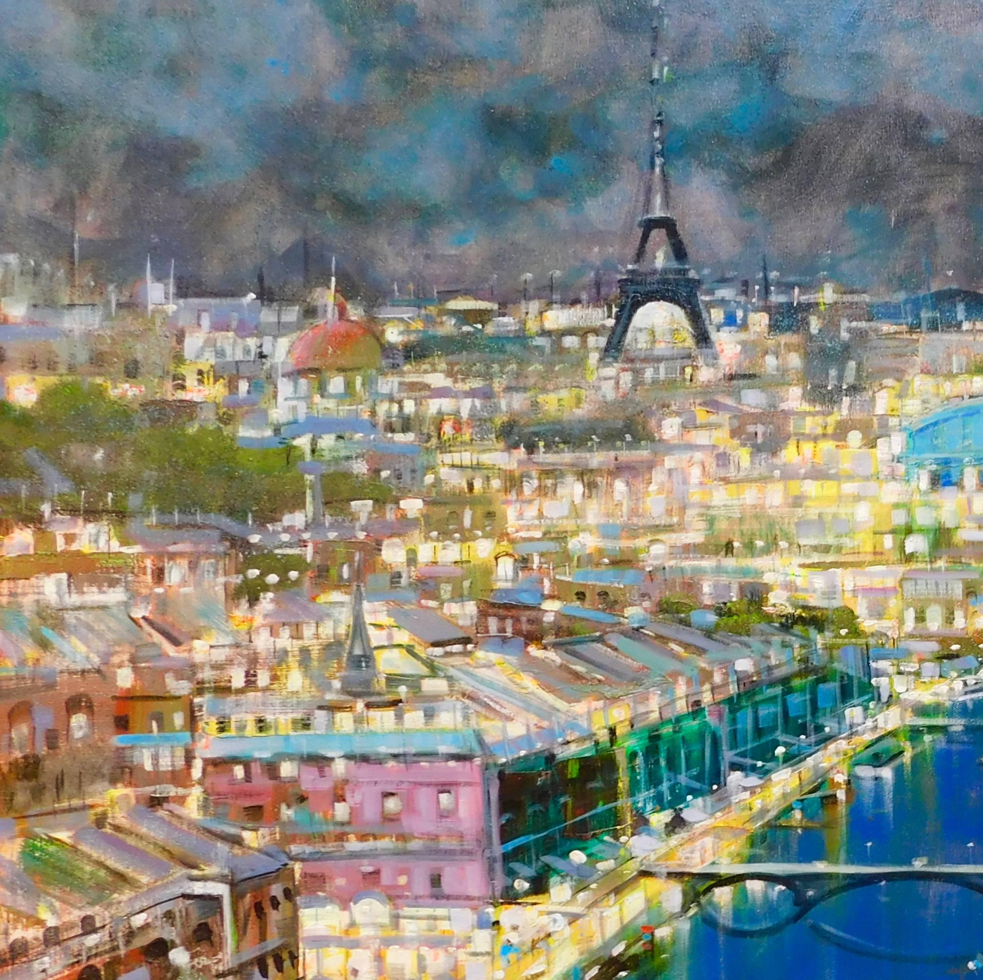 Paris by Night - Contemporary Painting by Mario Sansone