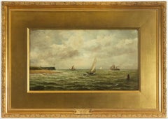John Moore of Ipswich - Signed 19th Century English Marine Oil, Boats at Harwich