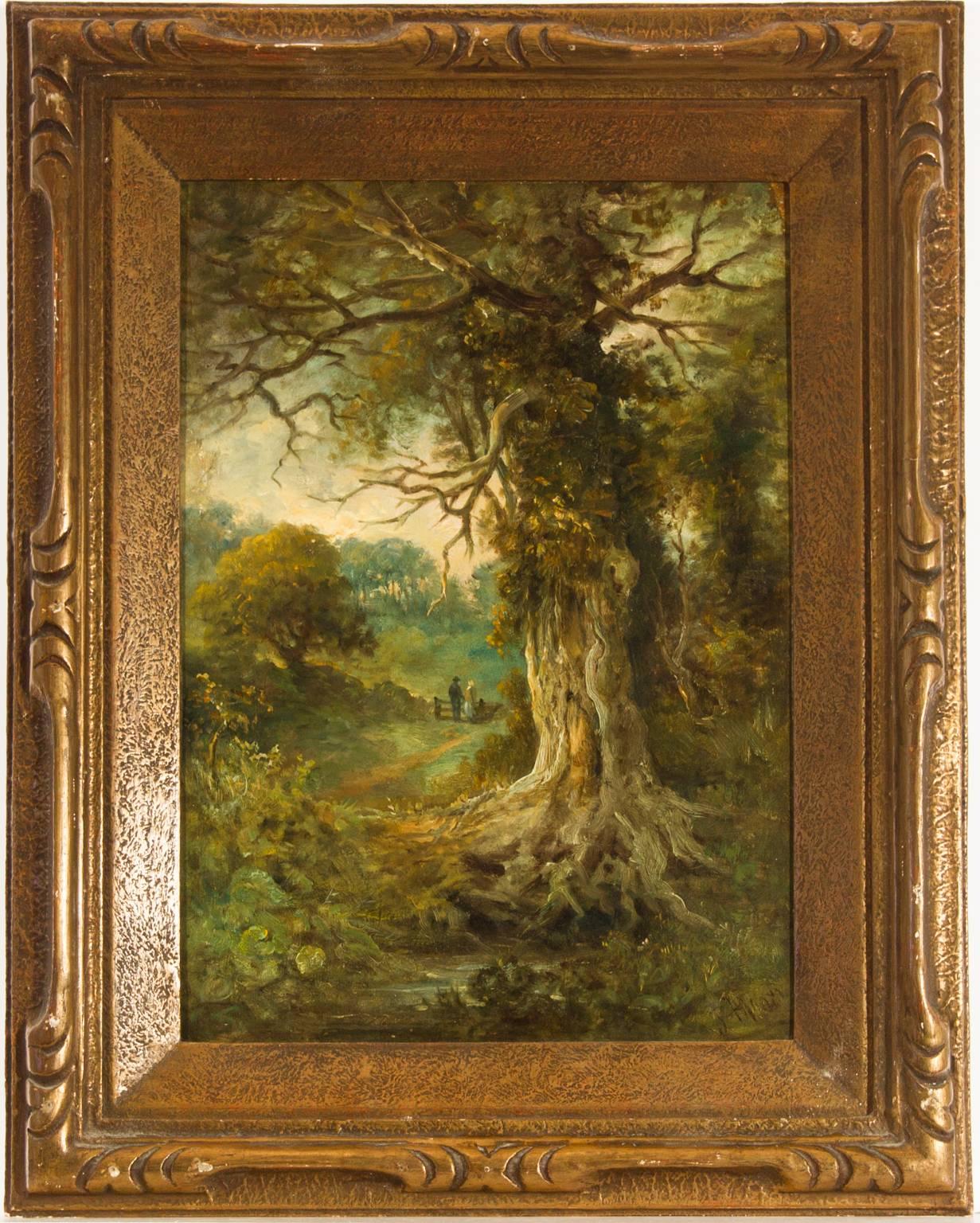John Moore (b.1820) Figurative Painting - John Moore of Ipswich  - Signed 19th Century English Oil, Figures in a Wood