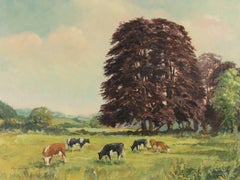 Reg Gardner - Signed 1979 British Oil, Cows in a Landscape