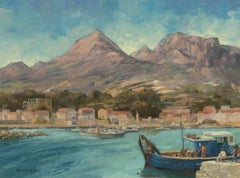 Reg Gardner - Contemporary Signed Oil, Mediterranean Harbour Scene