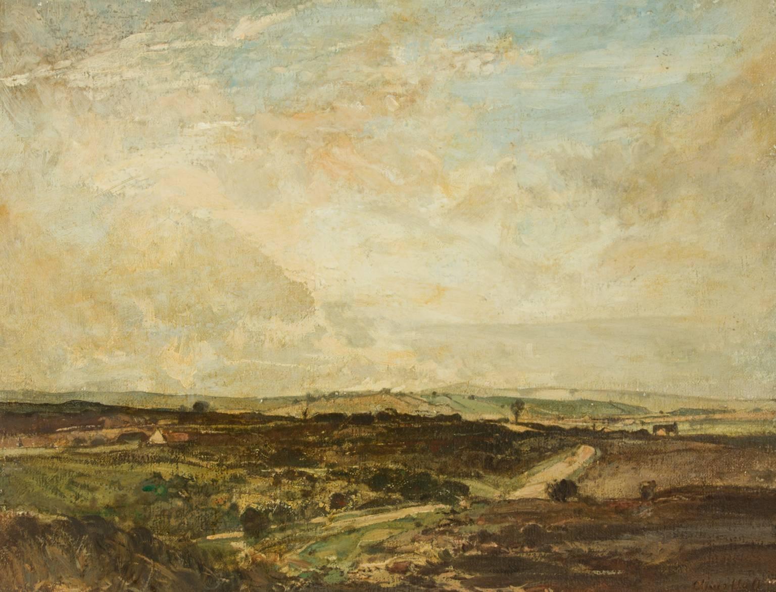 Oliver Hall, R.A., R.E., R.S.W. Landscape Painting - Oliver Hall RA RE RWS - 1927 RA Exhibited English Oil, Winfrith Common, Dorset