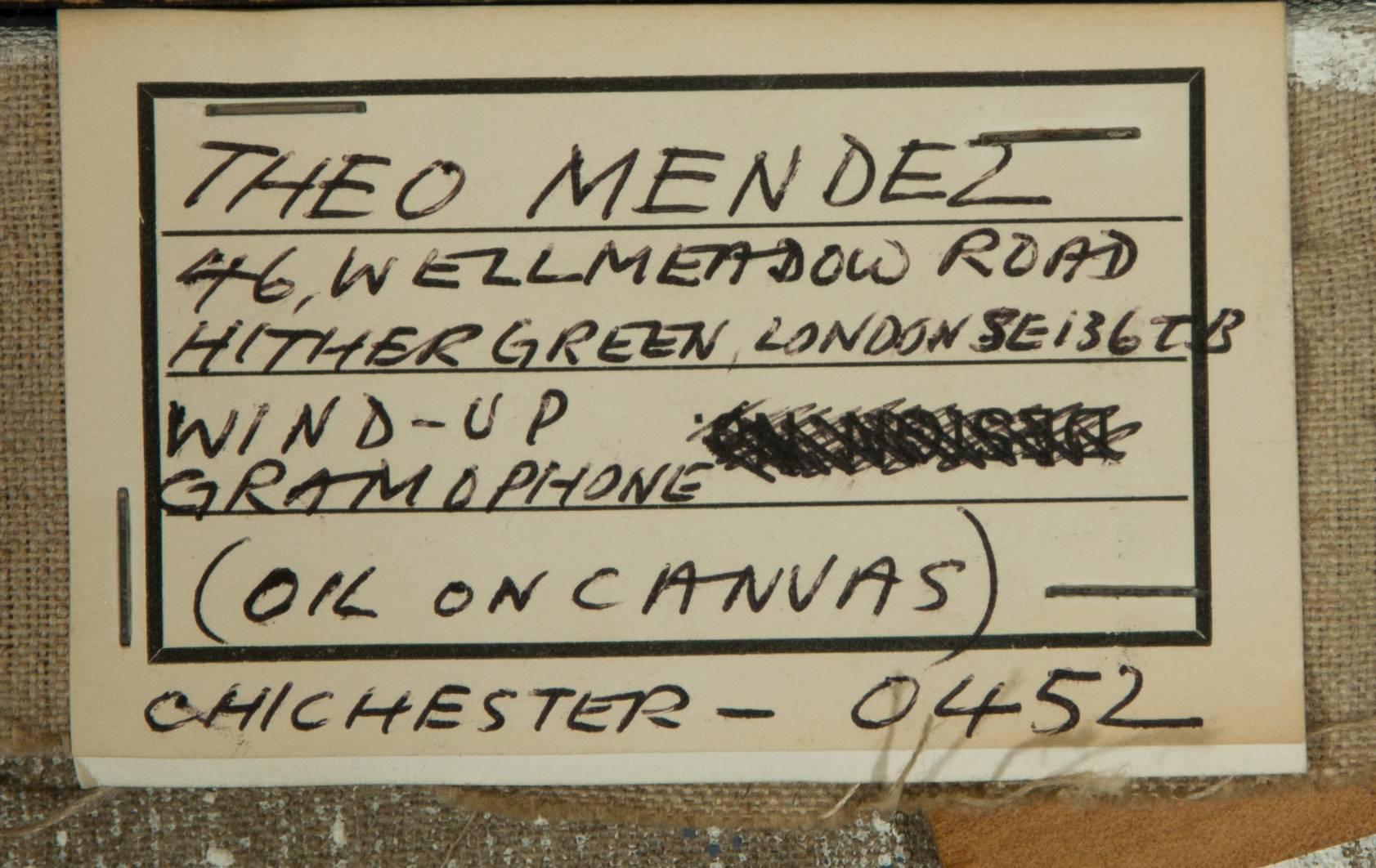 Theodore Mendez (1934-1997) - Modernist British Oil, Wind-Up Gramophone 1