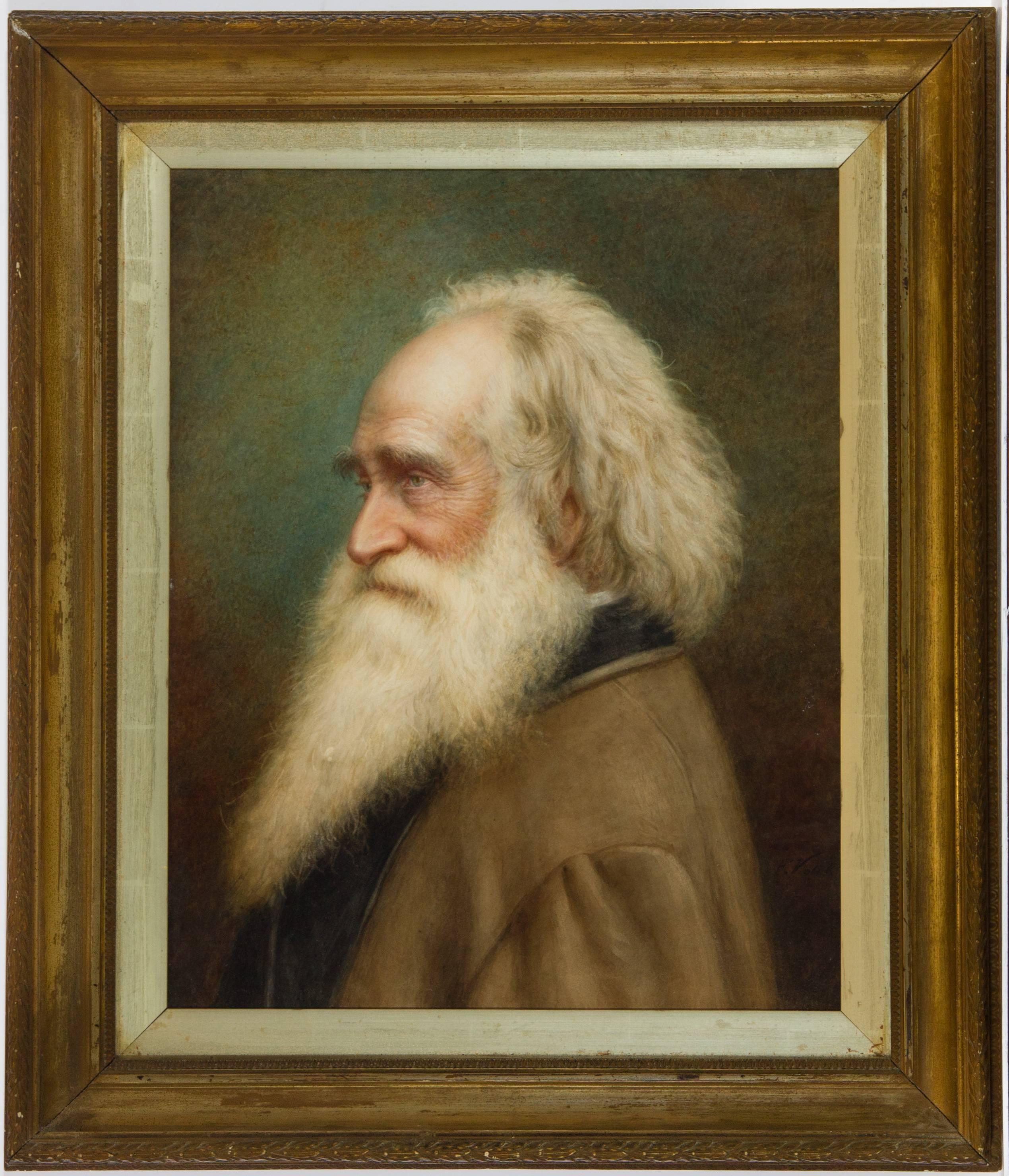 F. Volck - 19th Century Framed German Watercolour, Portrait of a Bearded Man - Art by Ferdinand Völk