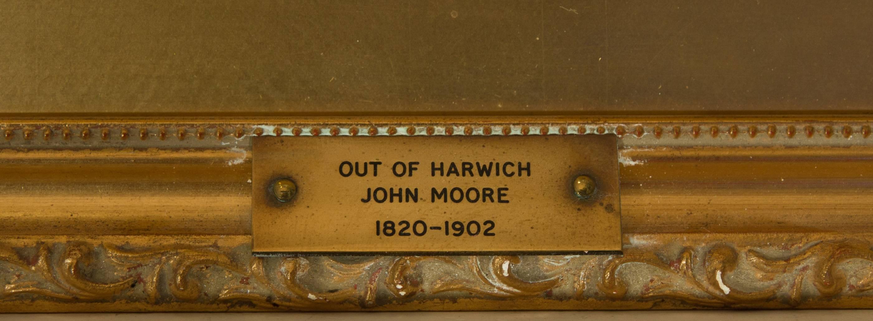 John Moore of Ipswich - Signed 19th Century English Marine Oil, Boats at Harwich 2