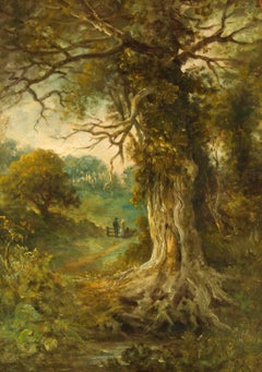 John Moore of Ipswich  - Signed 19th Century English Oil, Figures in a Wood