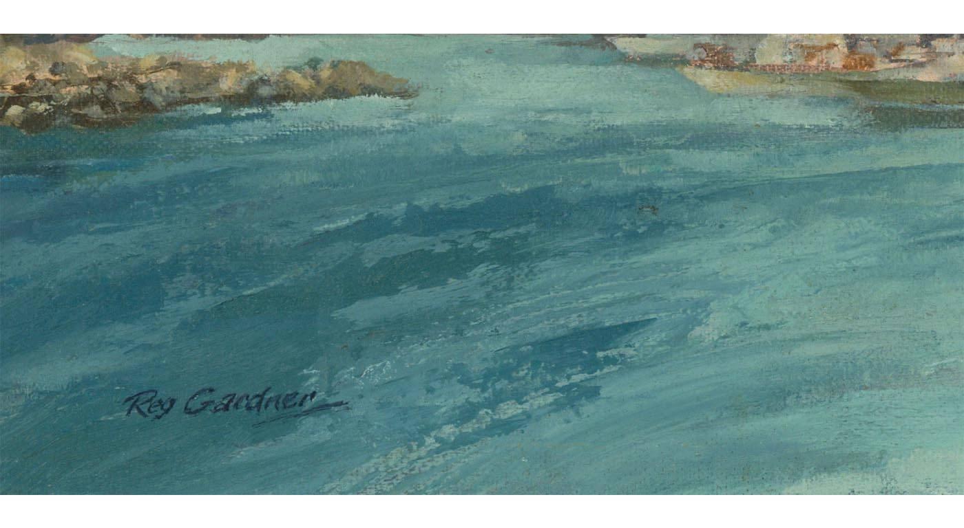 Reg Gardner - Contemporary Signed Oil, Mediterranean Harbour Scene 2